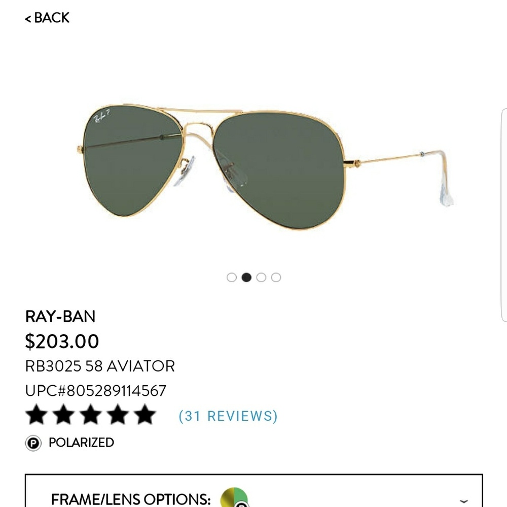 NWT Ray ban aviator polarized